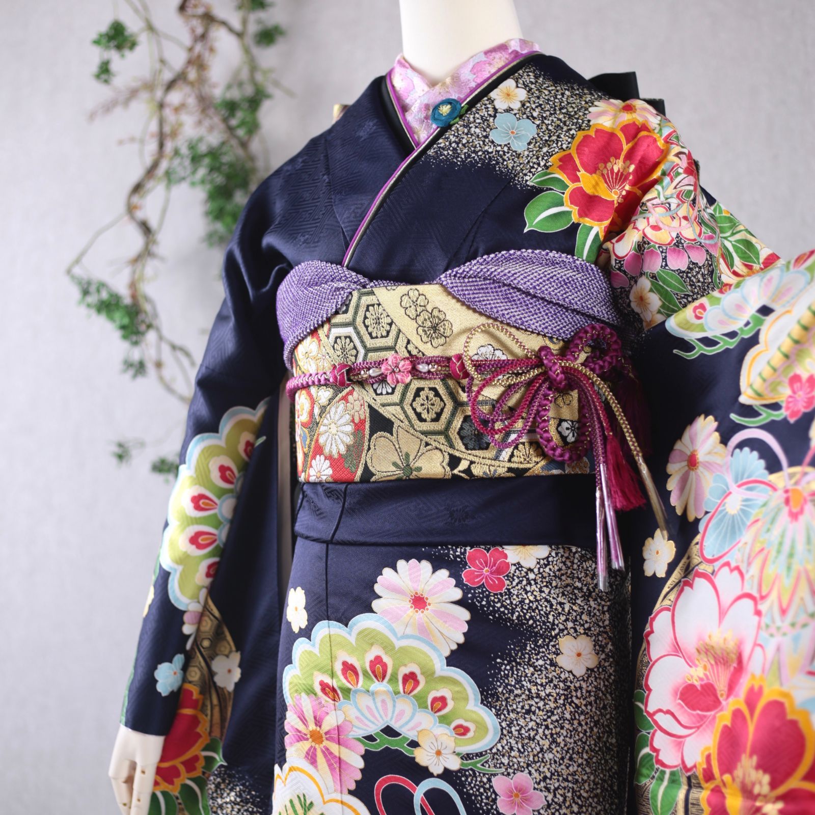 ライトパープル花の丸振袖７点フルセット ライトパープル花の丸振袖7点フルセット - メルカリ