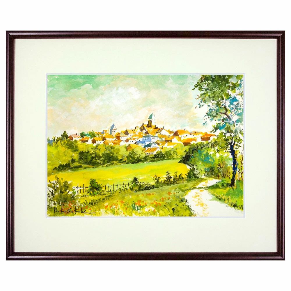 油絵日下部 寛/プロバンスの村オリジナル額装