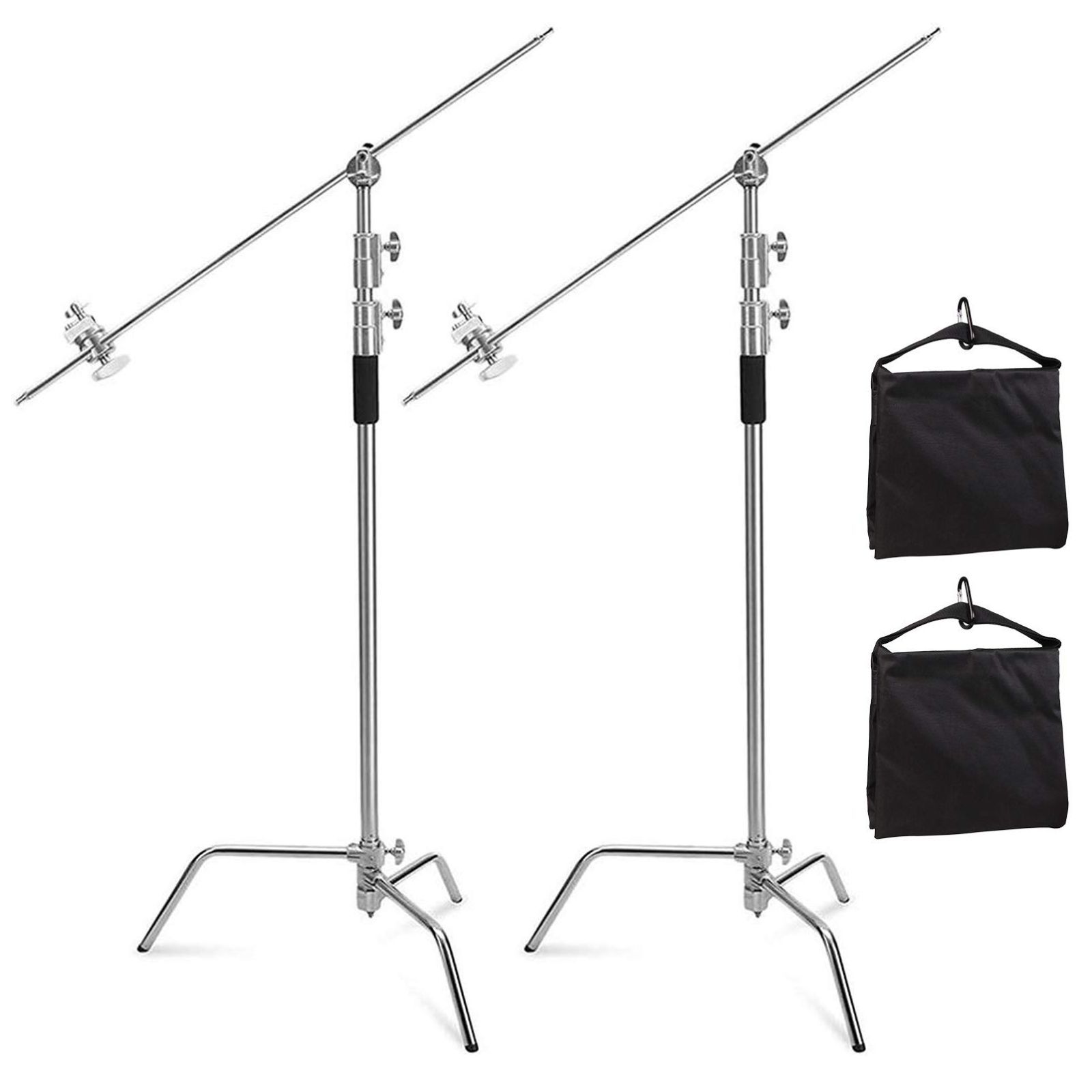 スピードライト 撮影スタジオ センチュリースタンド ステンレス製 サンドバッグ グリップヘッド2つ付き 128cm ソフトボックスに適用 | | アーム長さ4.2ft 330cm調節 10ft ヘビーデューティライトスタンド Cスタンドキット Selens
