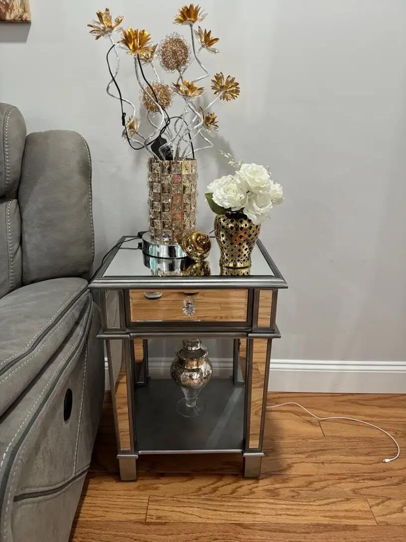 【Artloge】サイドテーブル ガラス 引き出し 2段 収納 人気商品】Artloge サイドテーブル ガラス 引き出し 2段 収納