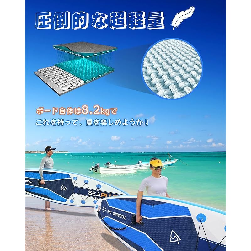 ま*ー様 SEAPLUS スタンドアップパドルボード 青 Amazon | SEAPLUS (シープラス) カーボンファイバーパドル 3個