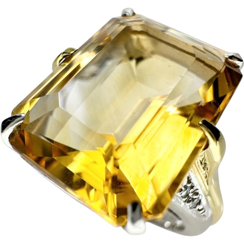 15号 シトリン ダイヤモンド 0.06ct リング・指輪 Pt900プラチナ/K18 