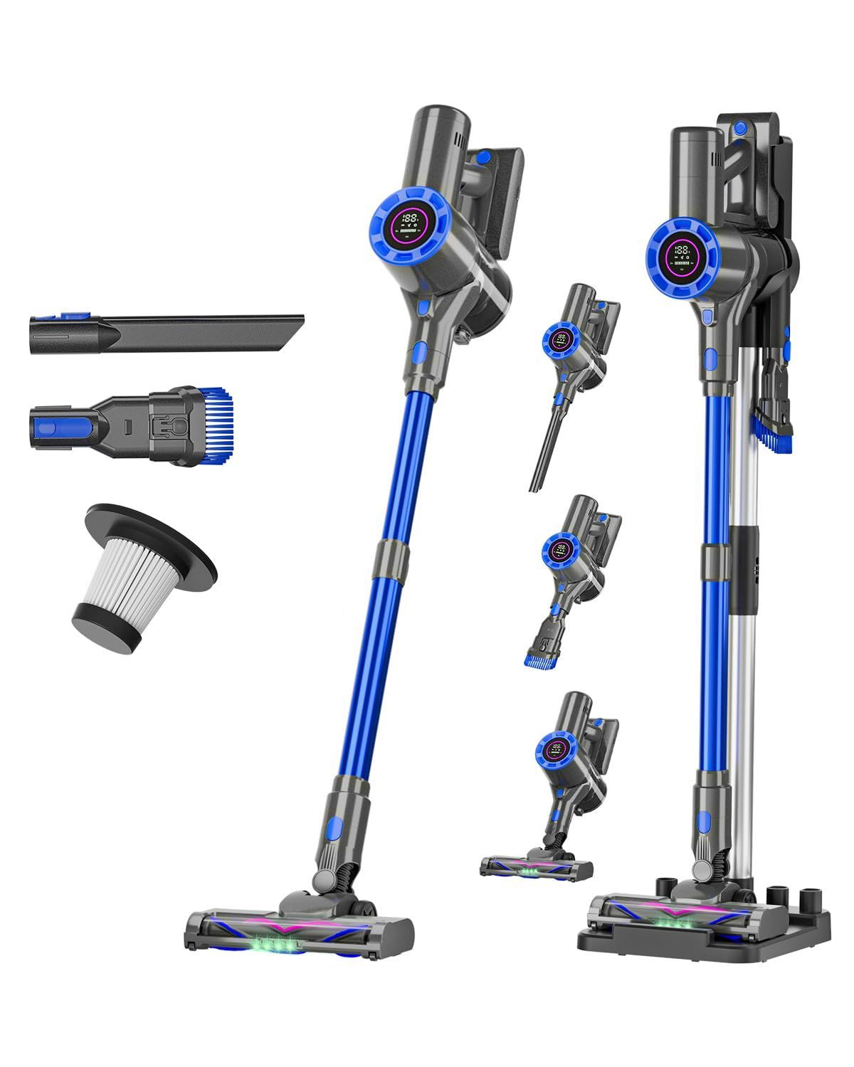 2WAY スティック-ハンディ HEPA多重濾過 LED液晶ディスプレイ ひとり暮らし 着脱式バッテリー コードレス 3段吸引力 650Ｗ カーペット ソファー カーテン 本棚 車に適用 サイクロン式 スティック掃除機 PSE認証済 コードレス 2025革新版