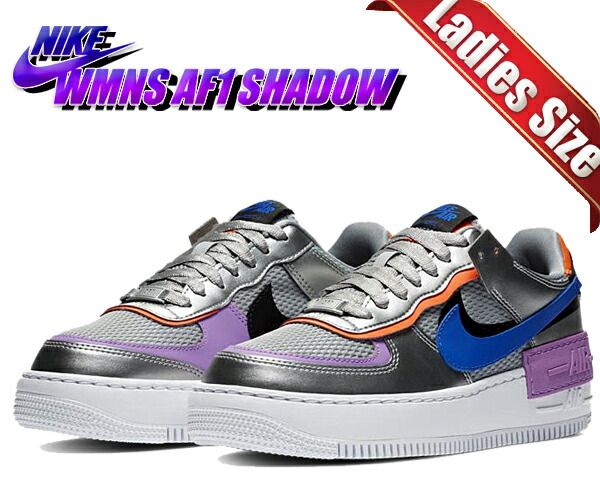ナイキ ウィメンズ エアフォース 1 シャドウ NIKE WMNS AF1 SHADOW metallic silver|racer blue cw6030-001 スニーカー レディース AIR FORCE 1 シルバー