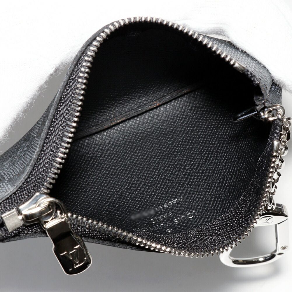 【極美品】ルイヴィトン　ポシェットクレ　ダミエグラフィット　ケース　黒 カードキーケース ポシェット・クレ ダミエ・グラフィット｜ルイ