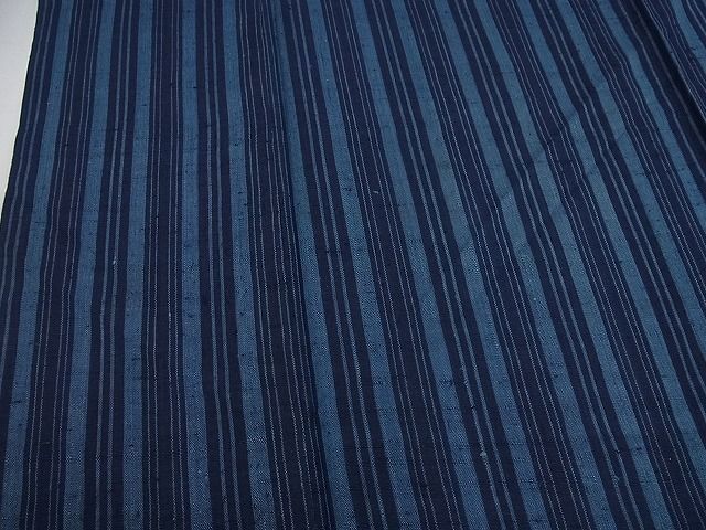 平和屋本店▽希少 銀座こうげい 織物師・田島隆夫 紬 単衣 縞 たとう紙