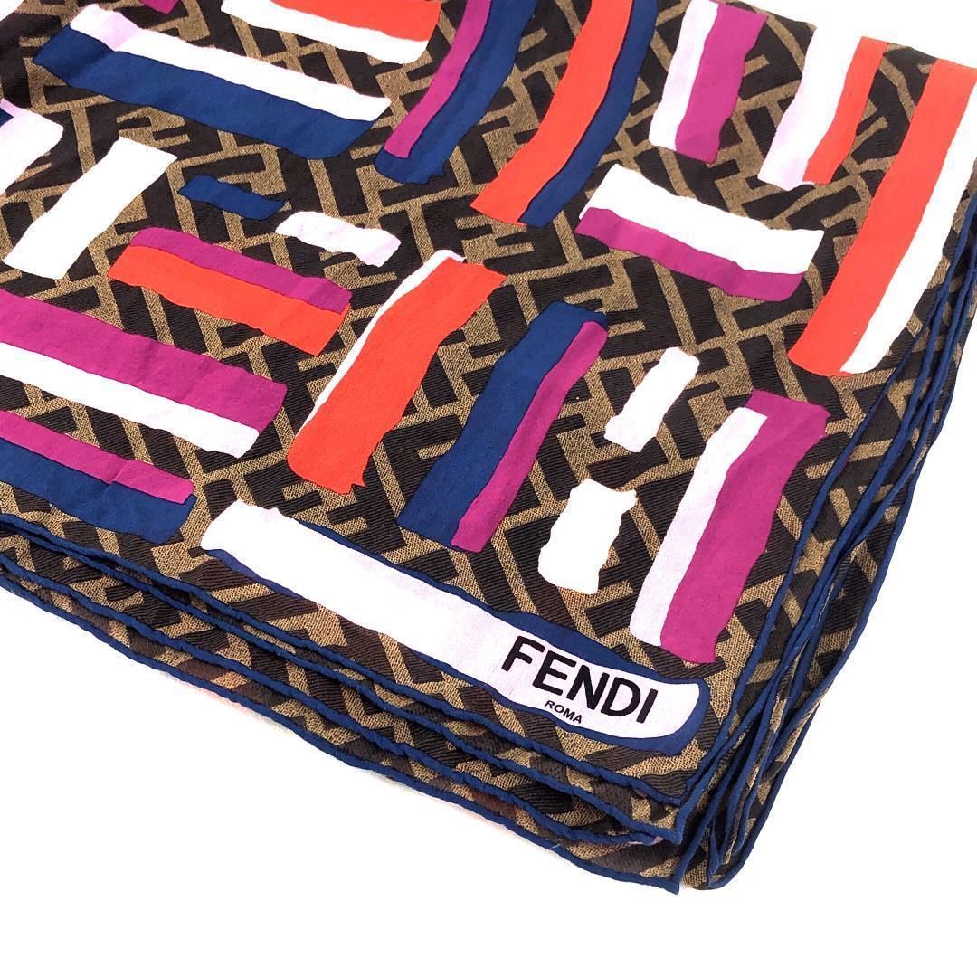 FENDI フェンディ FF ズッカ柄 ストール シルク マルチカラー