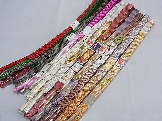 平和屋-こころ店■和装小物 上質な帯締め10本セット 高麗組 唐組 笹波組 京組紐 みさわ 特選金銀糸 三分金 逸品 未使用 3kk1752