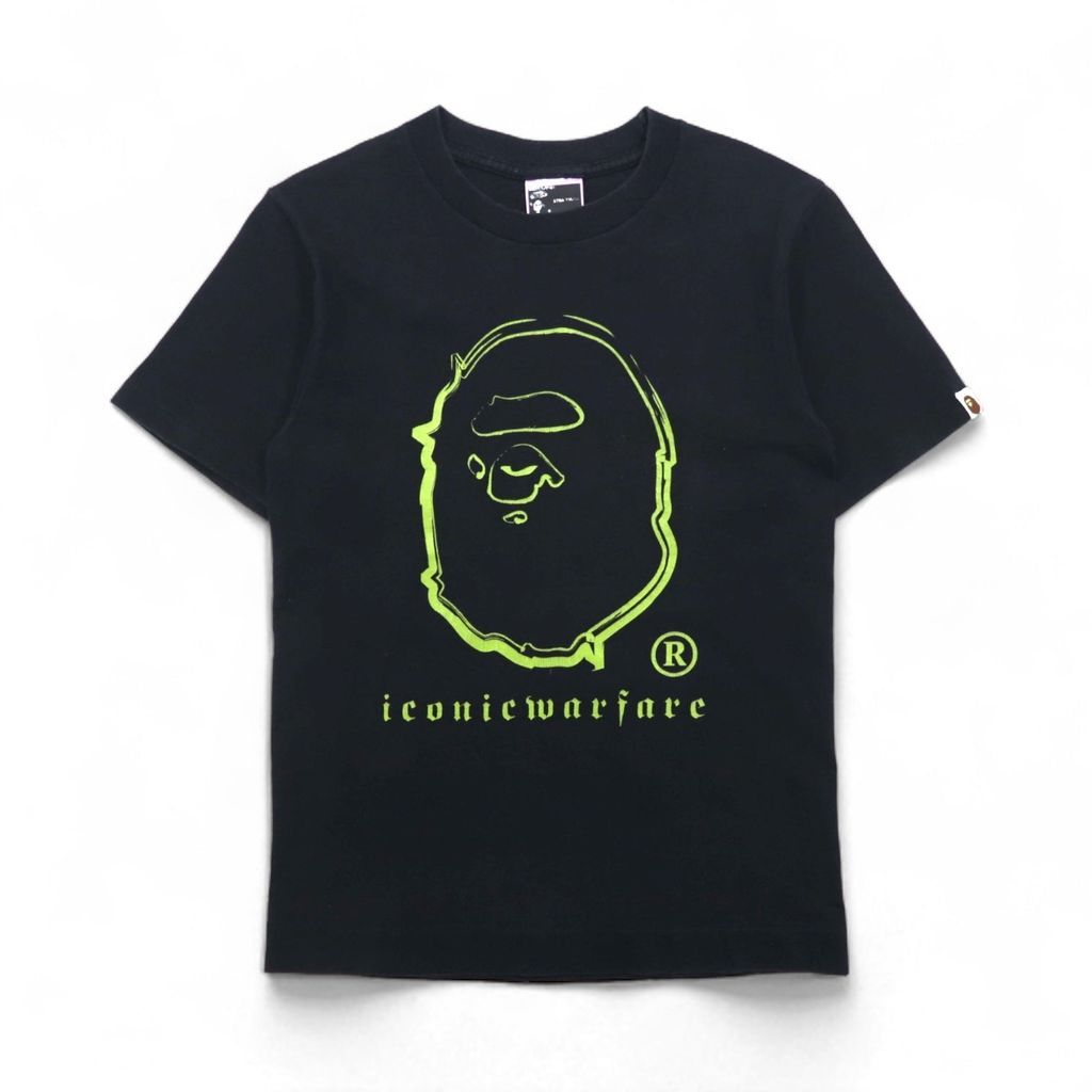 A BATHING APE ロゴ プリントTシャツ 袋付き A Bathing Ape ロゴプリント Tシャツ XS ブラック コットン 両面