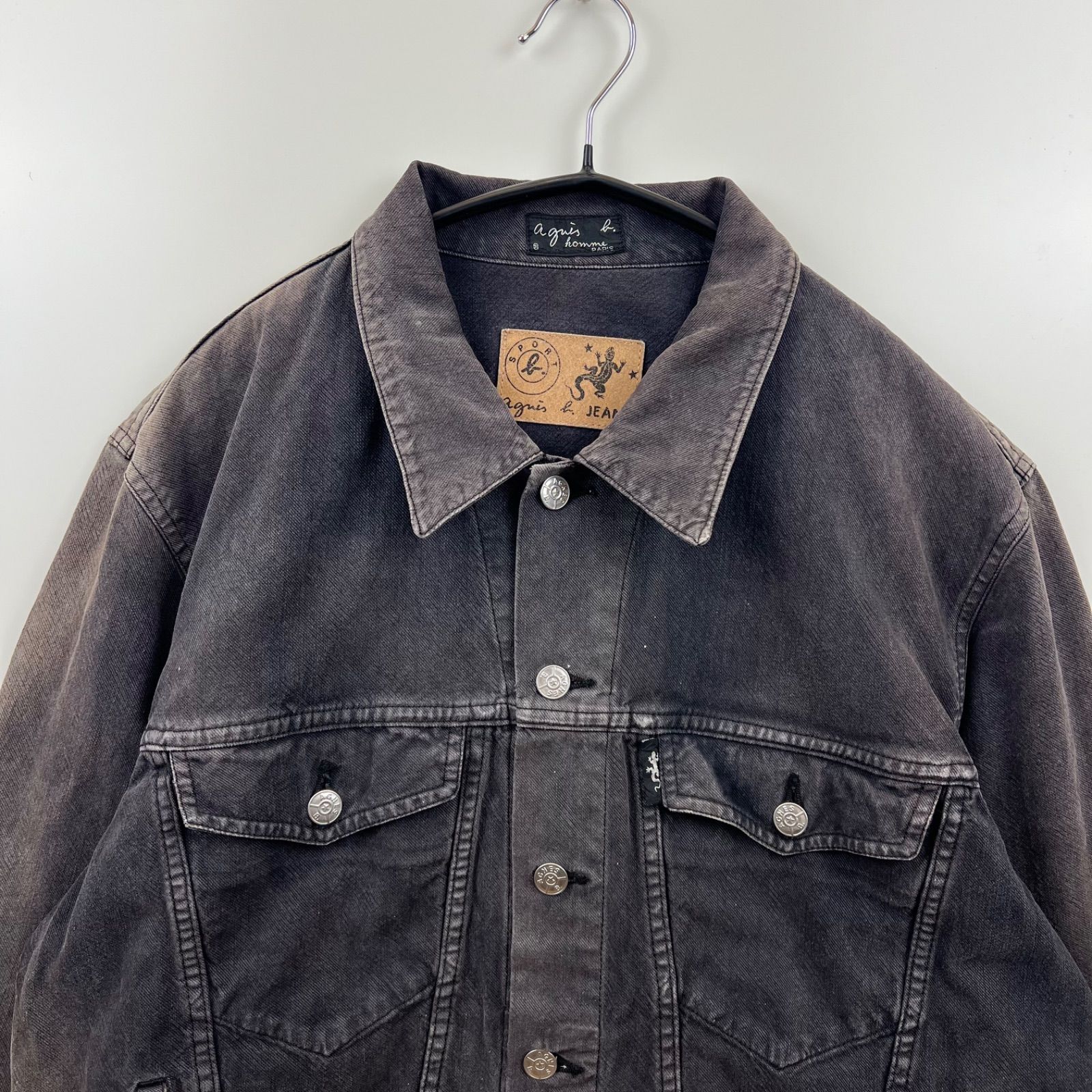 agnes b. homme 90s FRANCE black faded denim jacket M