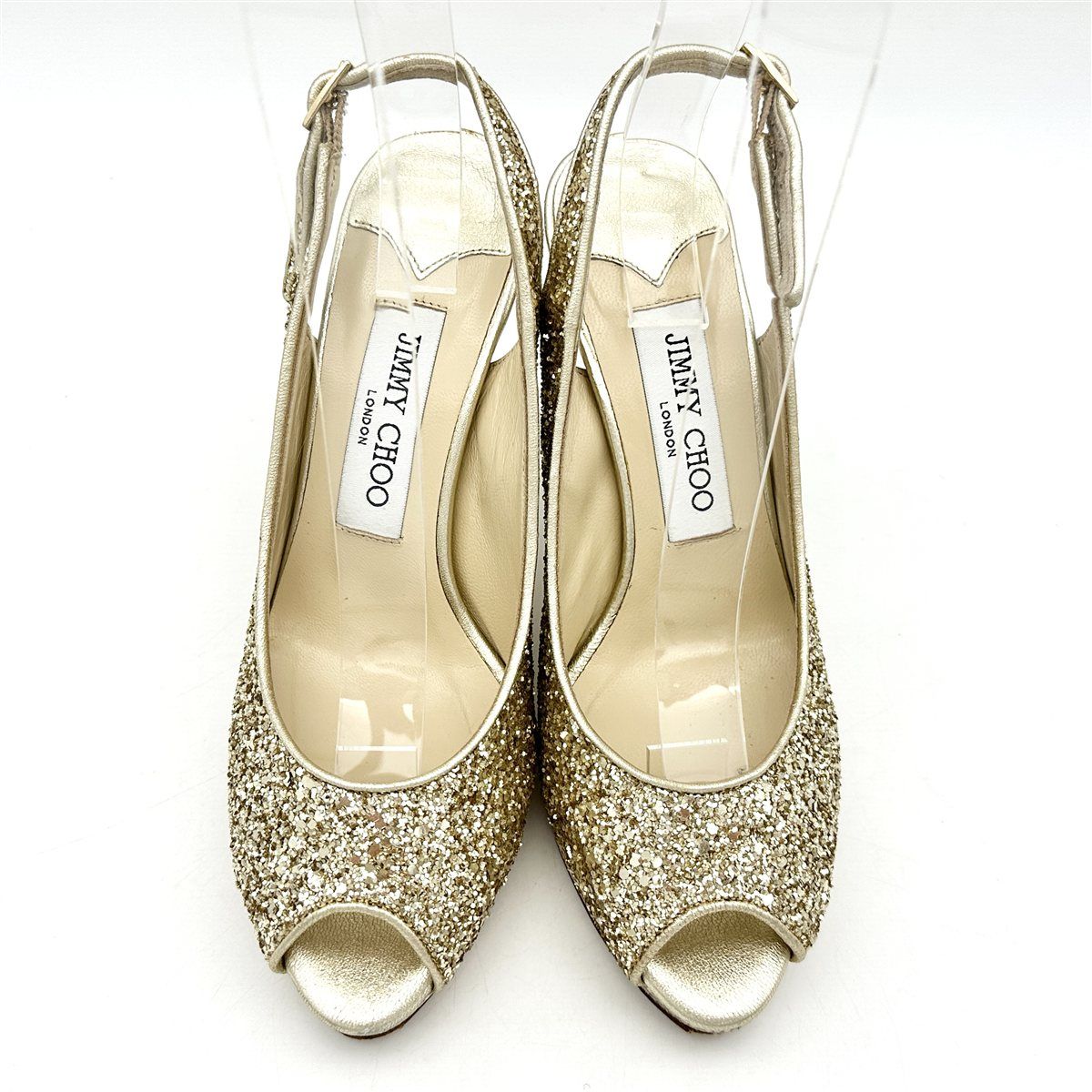 JIMMY CHOO オープントゥパンプス グリッター オープントゥ