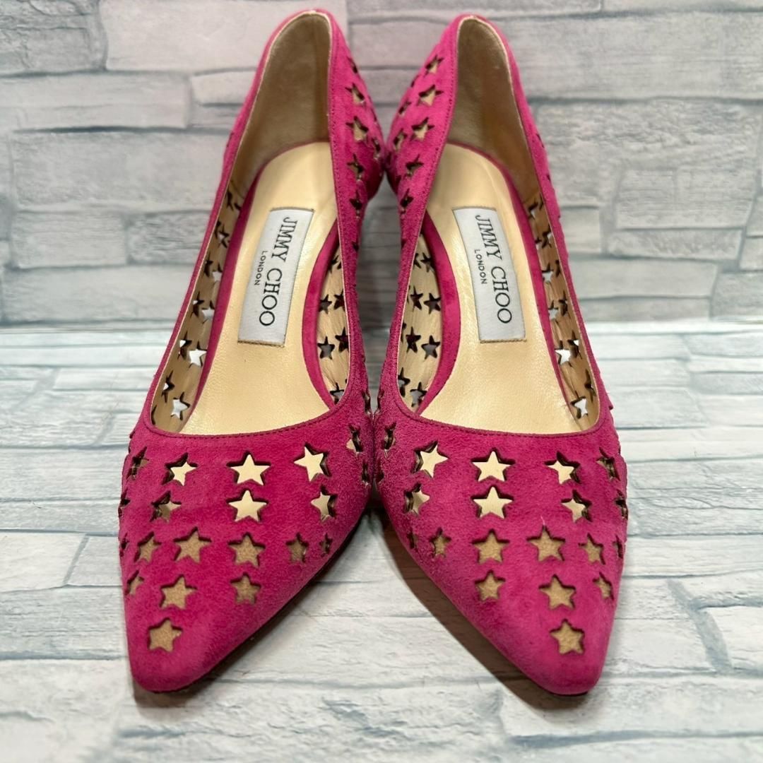 お値下げ中　JIMMY CHOO ブラック スター 星柄　パンチング　ハイヒール JIMMY CHOO ブラック スター 星柄 パンチング ハイヒール