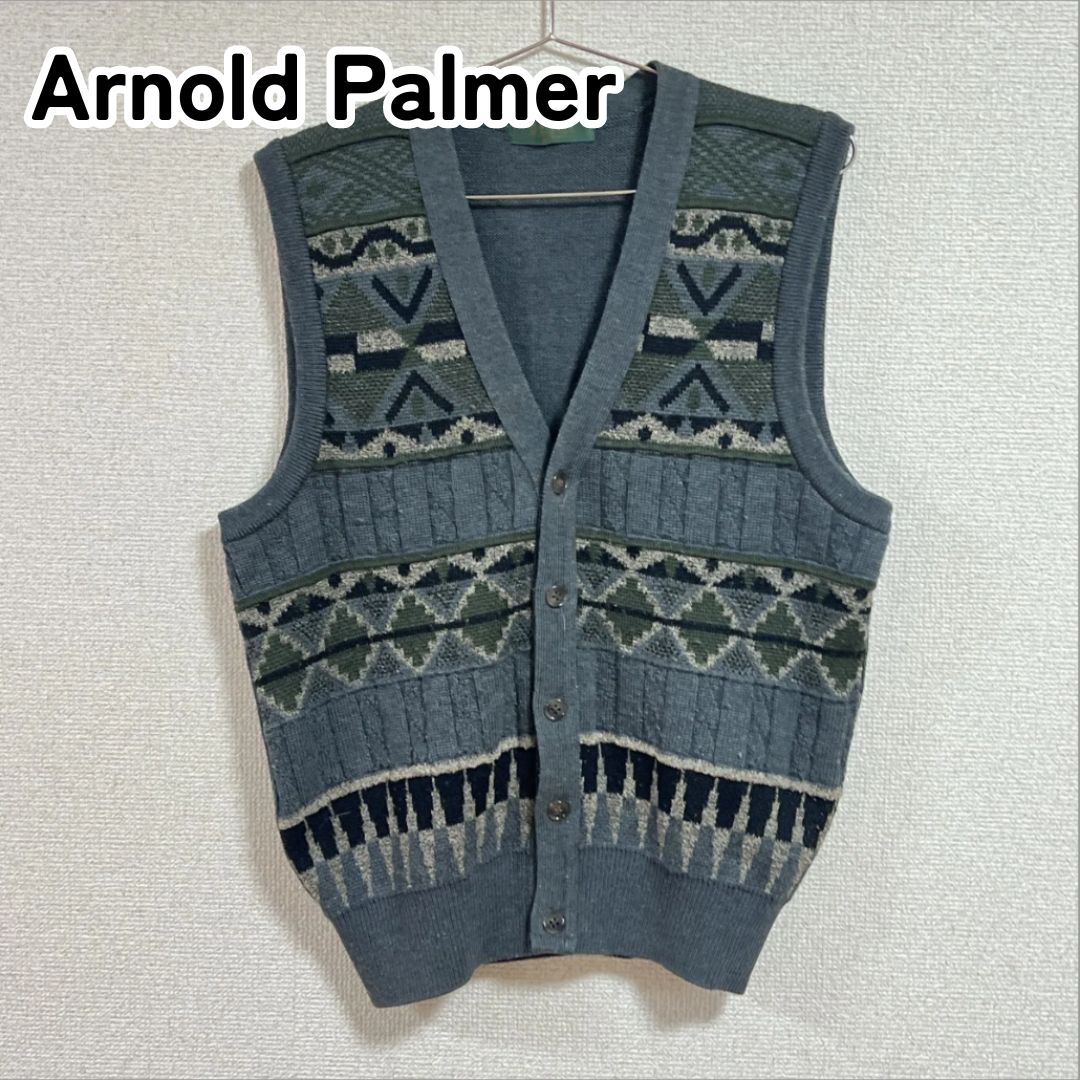 Arnold Palmer アーノルドパーマー 日本製 M ネイビー グリーン ニット