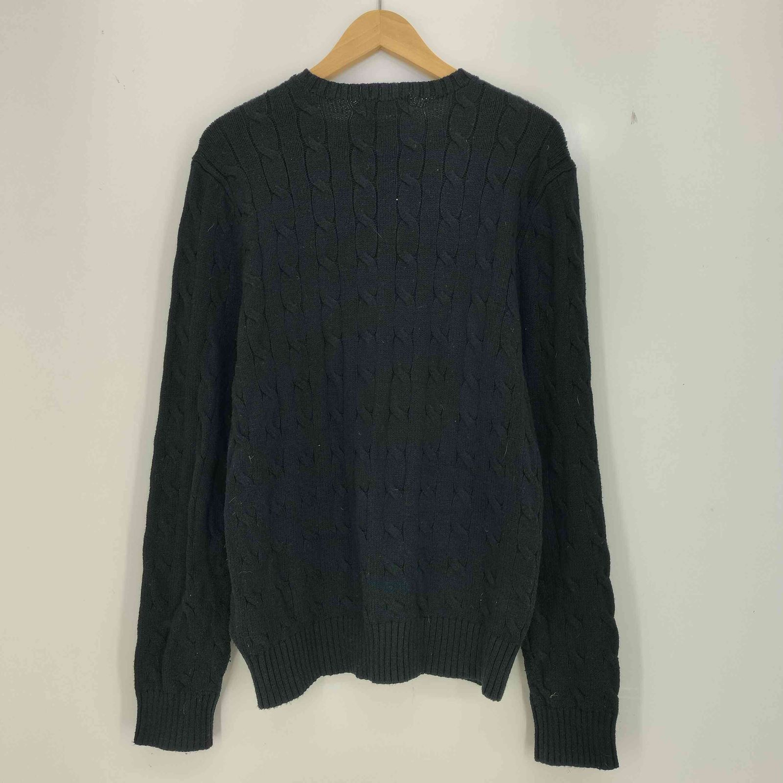 美品　ラルフローレン　ケーブルニット　ポニー刺繍　ブラック　コットン　Mサイズ ポロラルフローレン POLO RALPH LAUREN ポニー刺繍 コットン