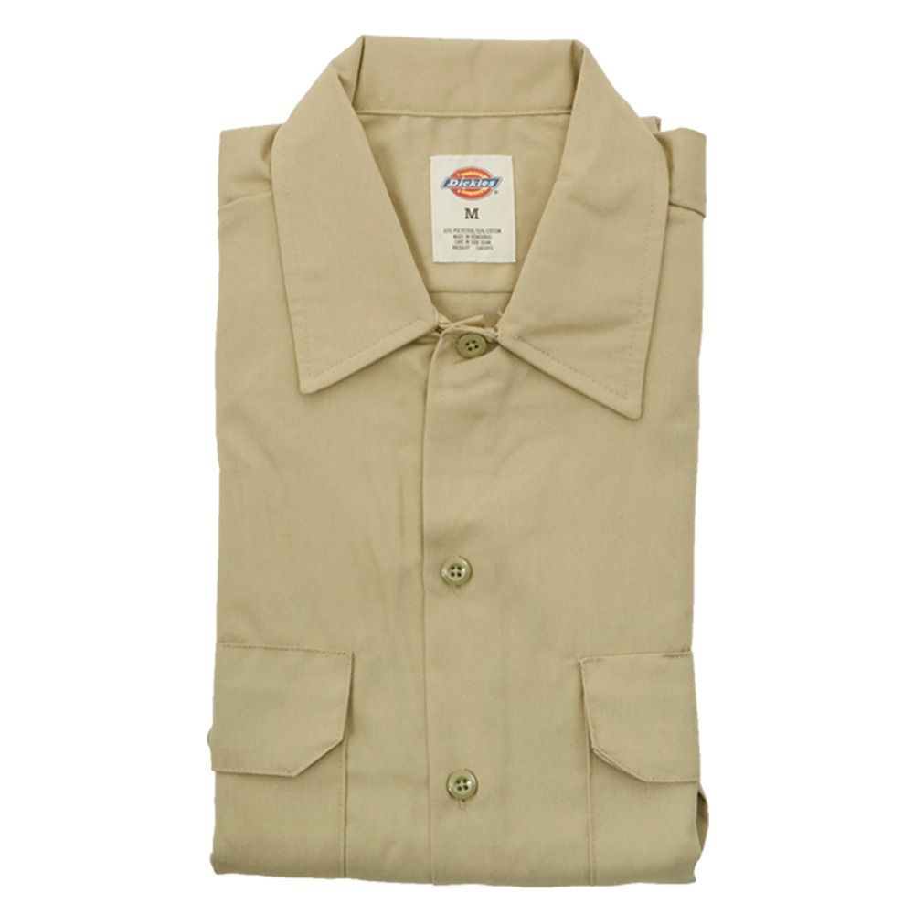 DS.デザートサンド  XXL  ディッキーズ dickies 長袖ワークシャツ ワークシャツ メンズ 作業着 作業服 長袖 オープンシャツ ロングスリーブ 無地 シンプル 仕事 メンズシャツ 普段着 おしゃれ ボ