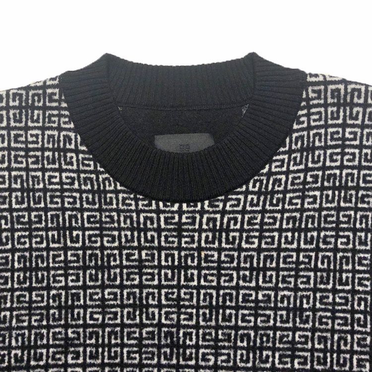 GIVENCHY ジバンシー 総柄Gロゴ ニットセーター メンズ ブラック