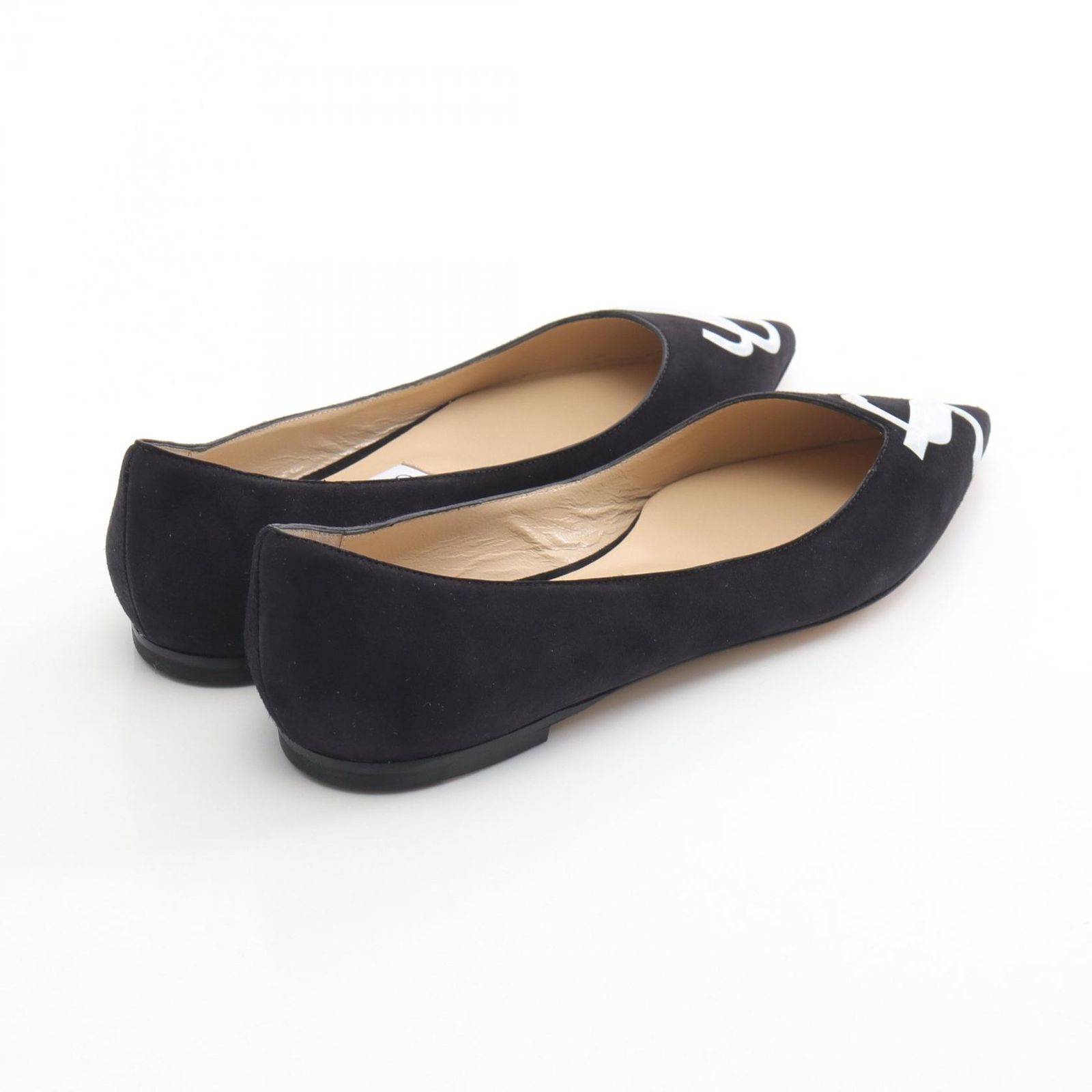 JIMMY CHOO ジミーチュウROMY FLAT スエード ブラック 38 ジミーチュウ JIMMY CHOO LOVE FLAT JCロゴ ブラック スウェード