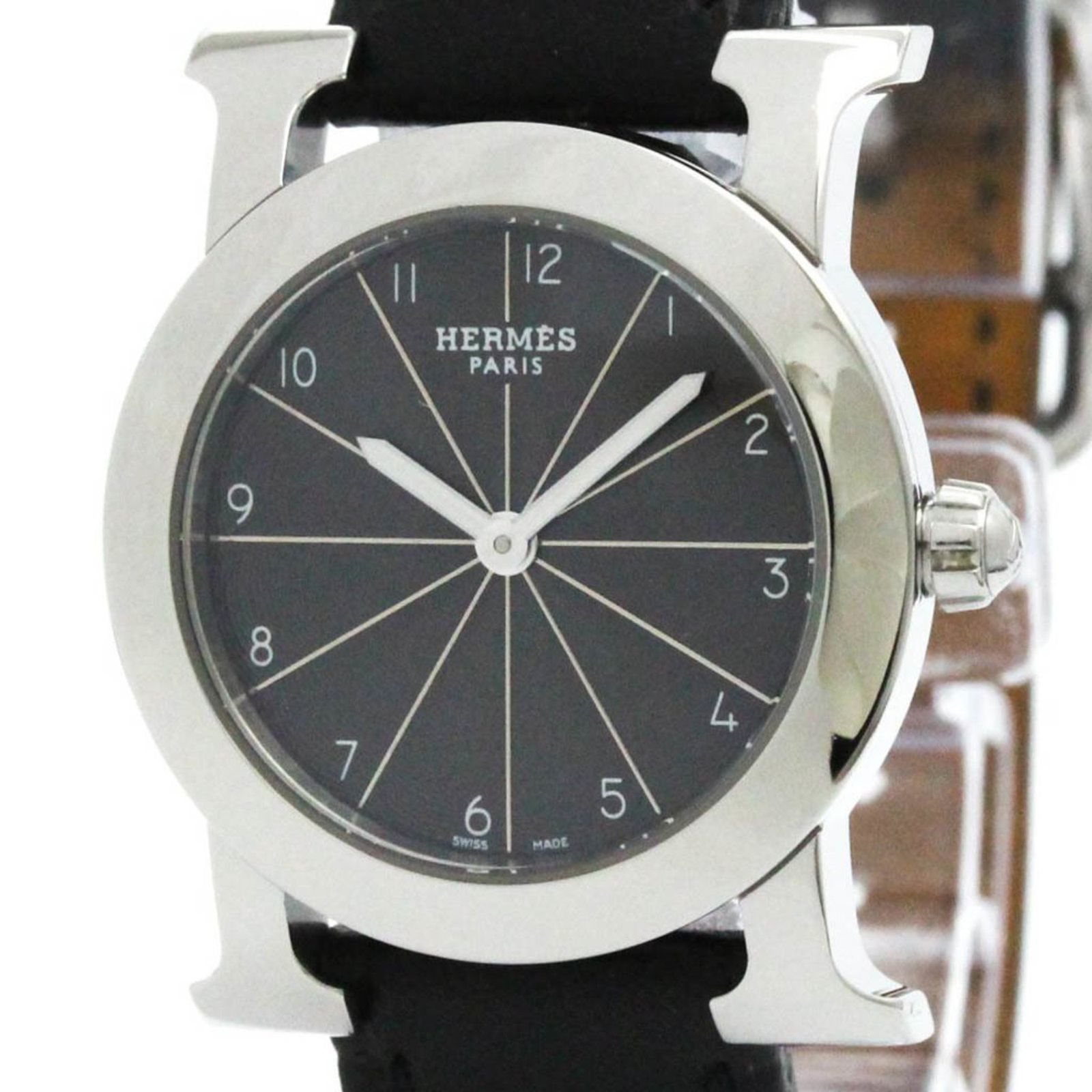 エルメス (HERMES) Hウォッチ ロンド ステンレススチール レザー