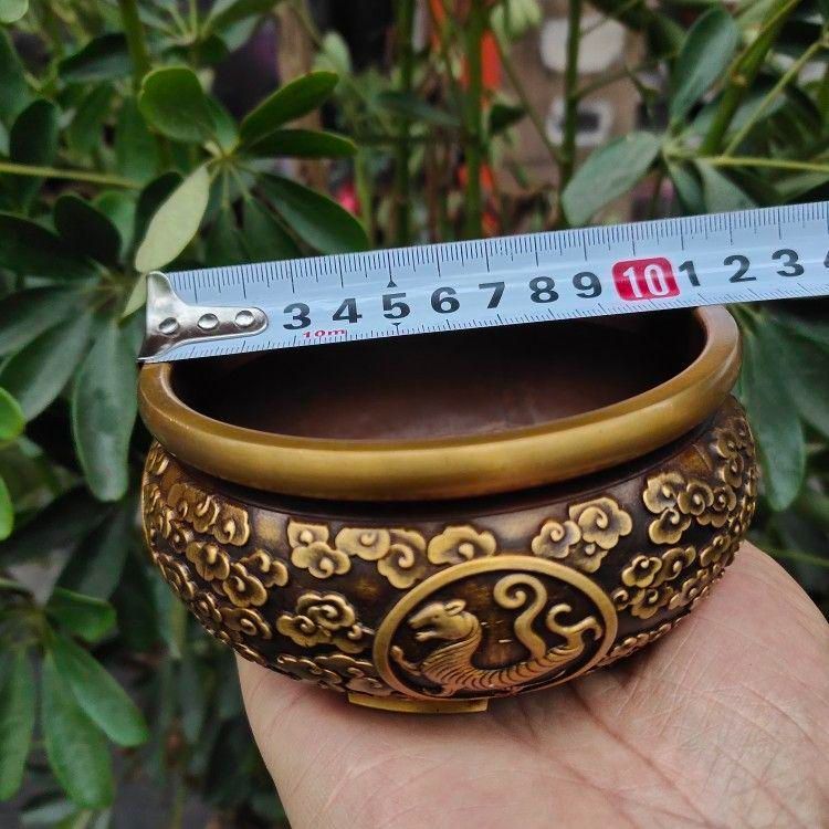 銅器 香炉 四大神獣彫花奉納炉 線香炉 香道具 茶道具 装飾品