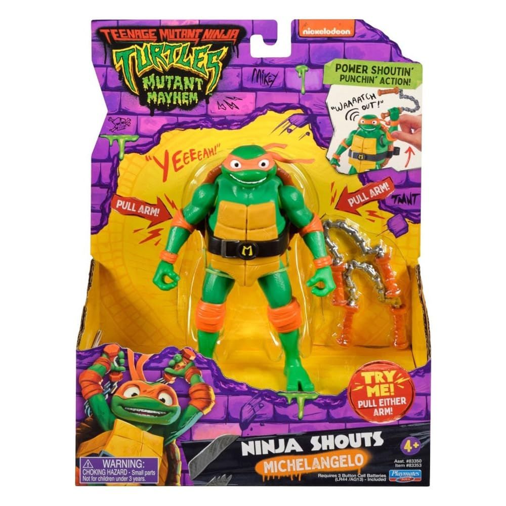 Teenage Mutant Ninja Turtles Playmates Toys ティーンエイジ・ミュータント・ニンジャ・タートルズ ミュータントメイヘム 5.5インチ ミケランジェロ デラックス忍者叫びフィギュア 