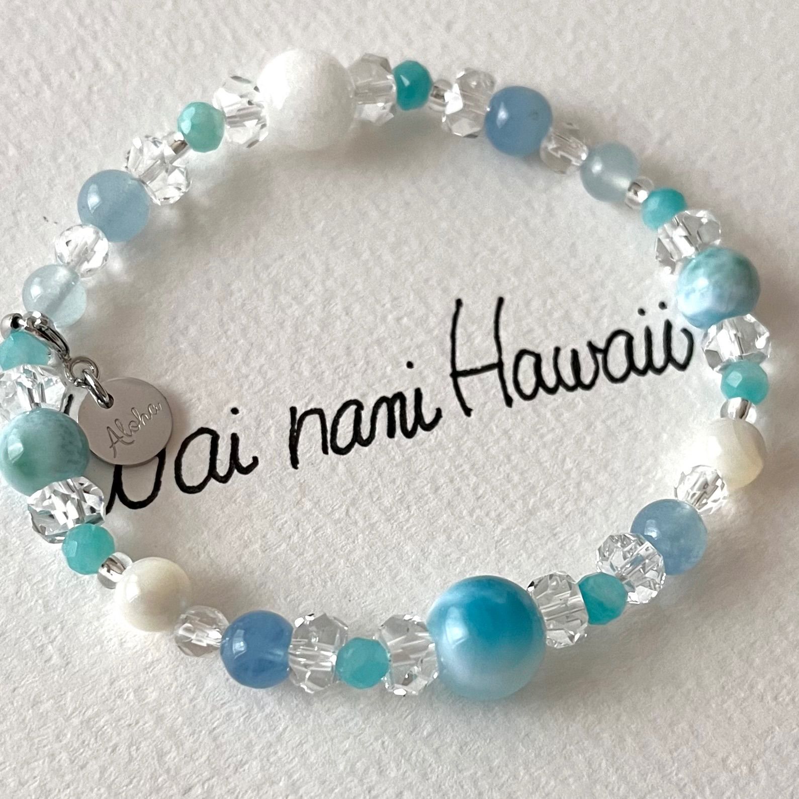 Lino blue Hawaii 空と海 』ハワイアンパワーストーンブレスレット