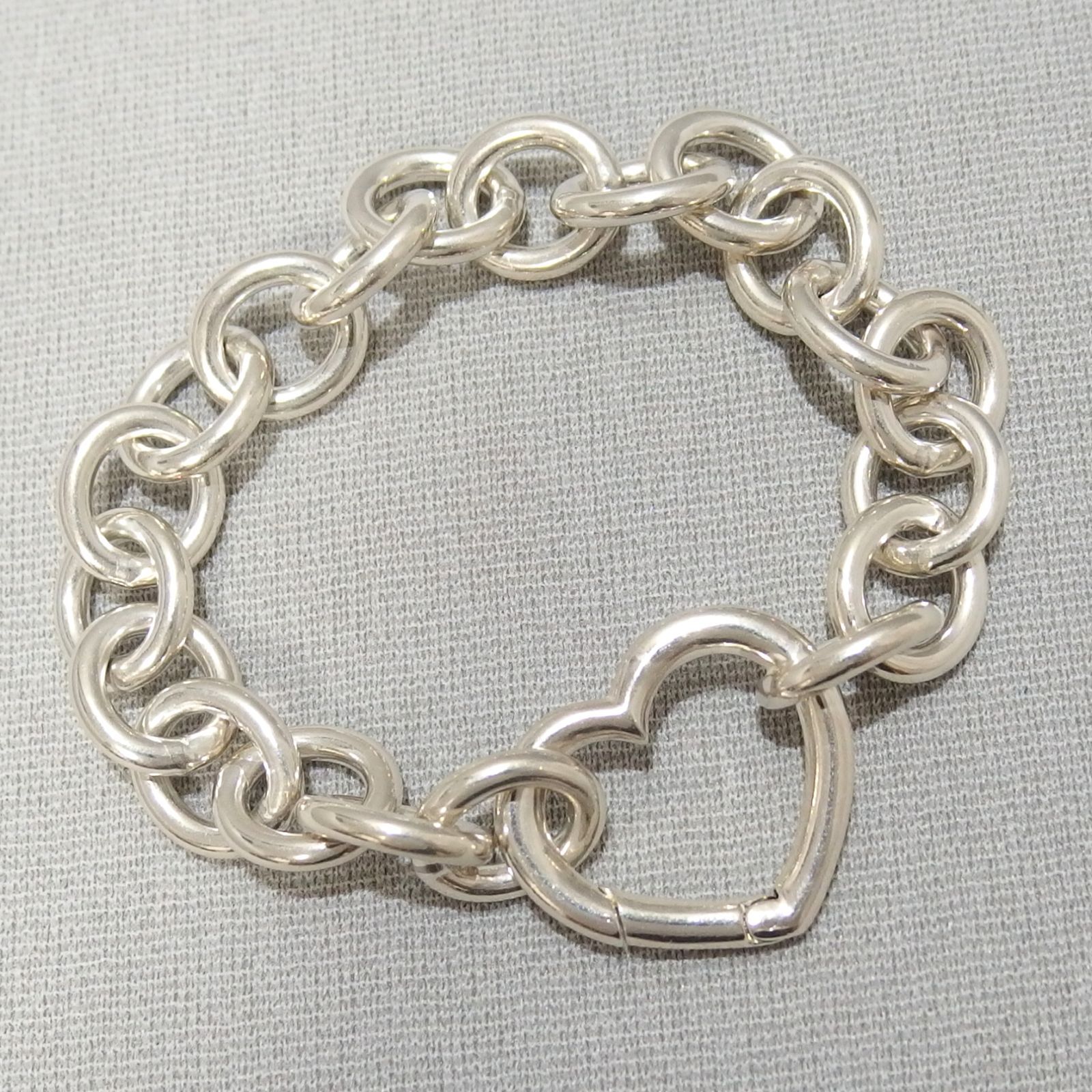 TIFFANY-Co ハート クラスプ リンク チェーン ブレスレット SV925 シルバー ティファニー