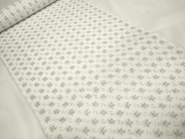 平和屋着物＊夏物 民芸ひとえ 白絣 さつま 反物 着尺 絣文様 未使用