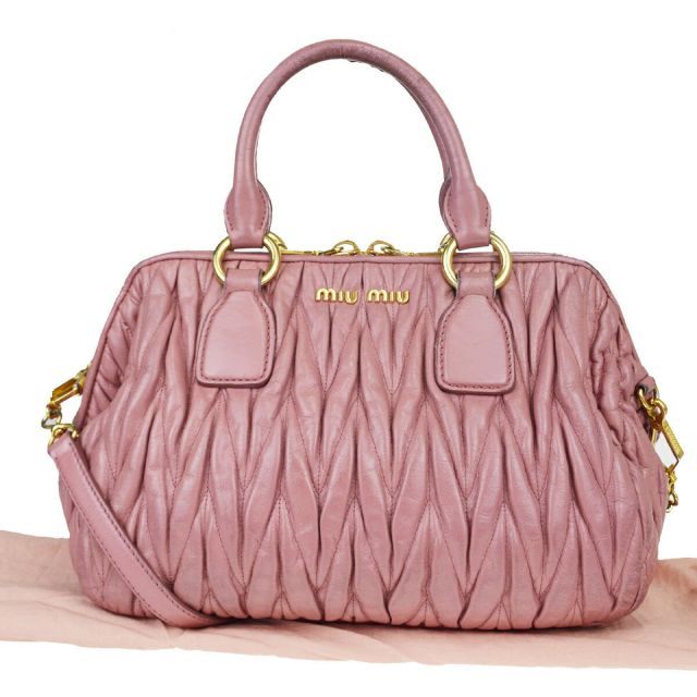 中古】 ミュウミュウ(Miu Miu) 2WAY レザー ハンドバッグ ピンク