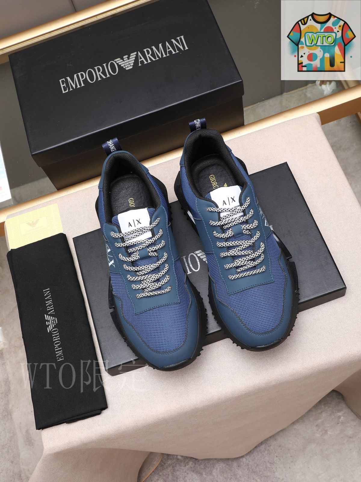 新品未使用【GIORGIO ARMANI】メンズシューズ ジョルジオ アルマーニGIORGIO ARMANI レザーローカットシューズ