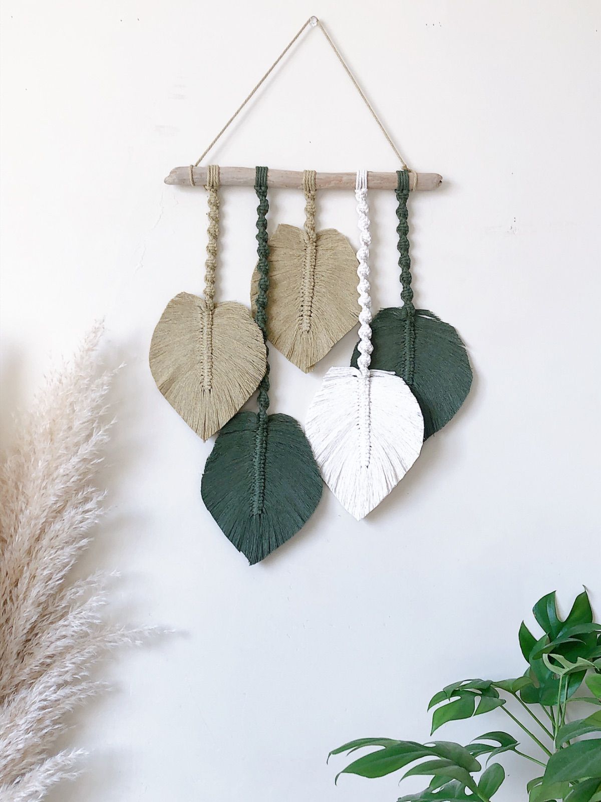 マクラメタペストリー リーフデコレーション TUTORIAL】DIY How To Make BoHo Beautiful Macrame Feather