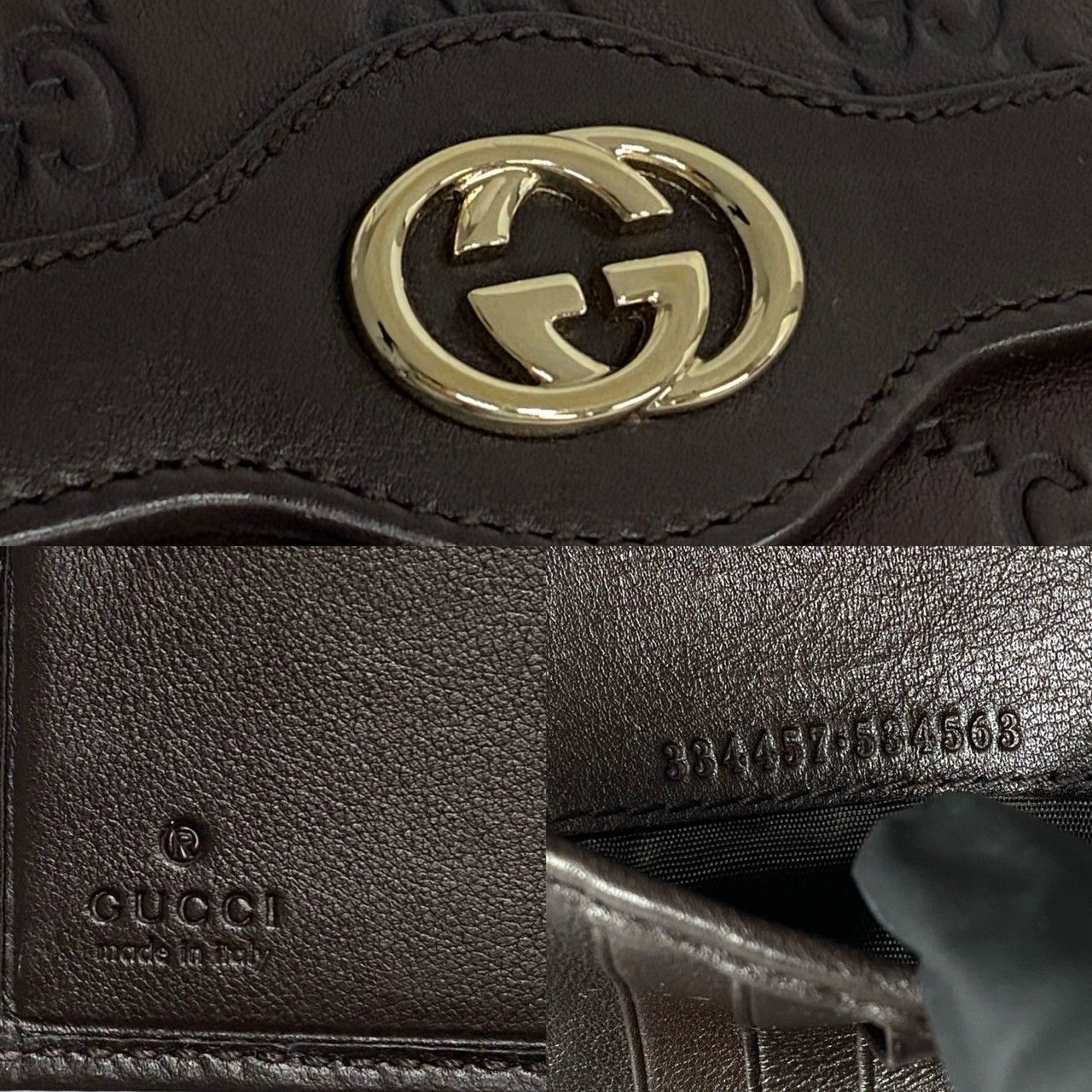 極 美品 希少品 GUCCI グッチ シマ GG ロゴ 金具 エンボス