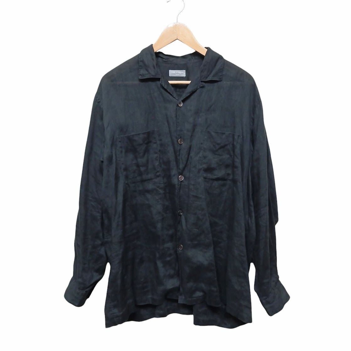 90s COMME des GARCONS HOMME コムデギャルソンオム 開襟 長袖 麻 リネン シャツ HB-100370 AD1998 田中オム
