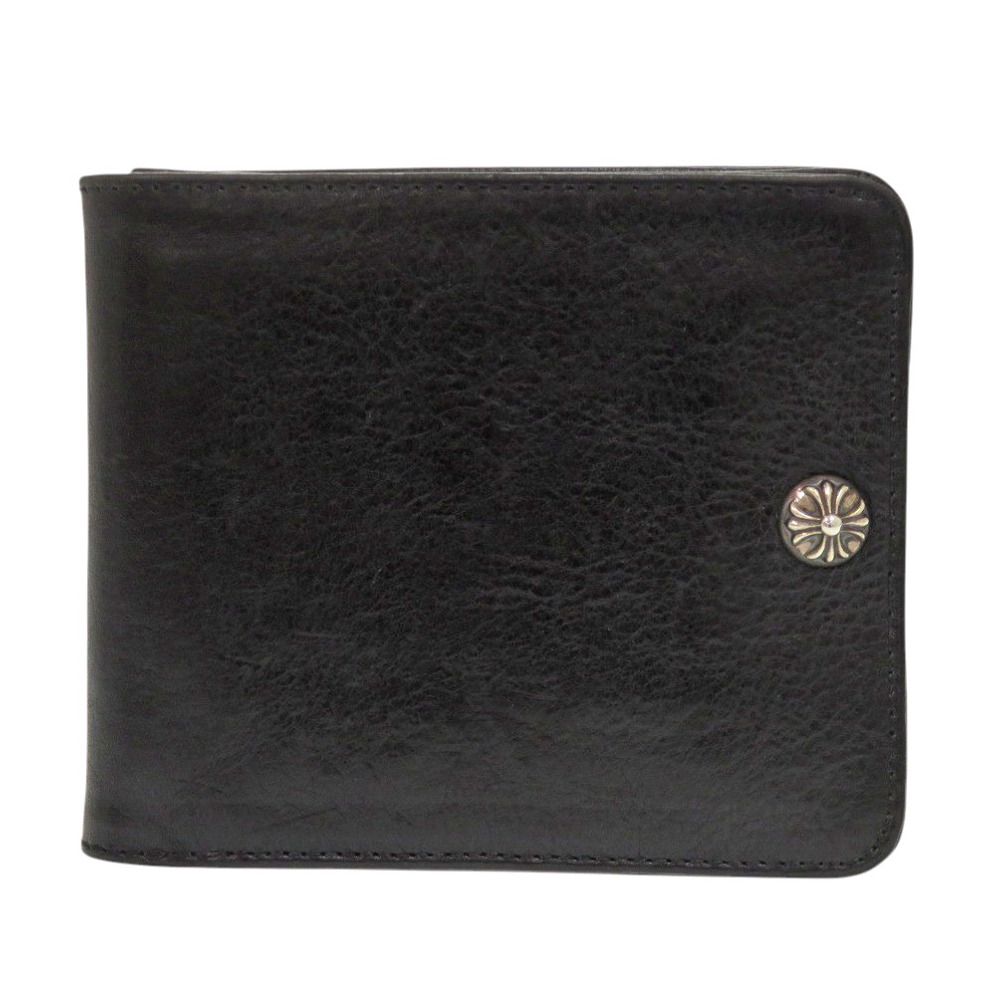 クロムハーツ 1snap ワンスナップ クロスボール レザー ブラック 二つ折り財布 黒 1254 CHROME HEARTS