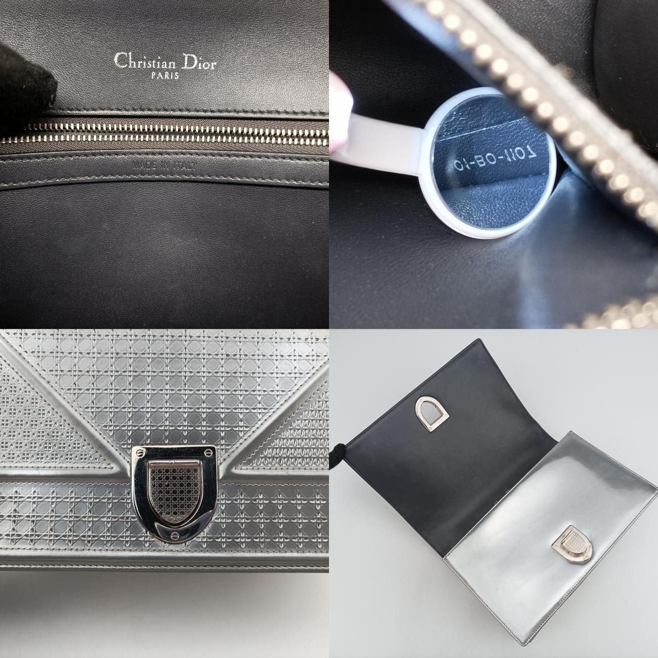 クリスチャンディオールChristian Diorディオラマシルバーレザー01-BO-1107