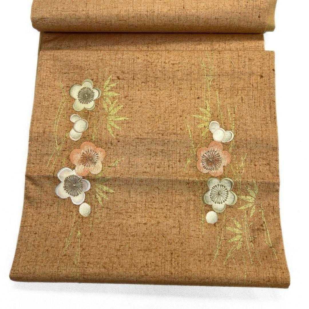 袋帯　結城紬　刺繍　金彩　梅花模様　松竹梅　着物　043a p 袋帯 結城紬 刺繍 金彩 梅花模様 松竹梅 着物 043a pの通販 by
