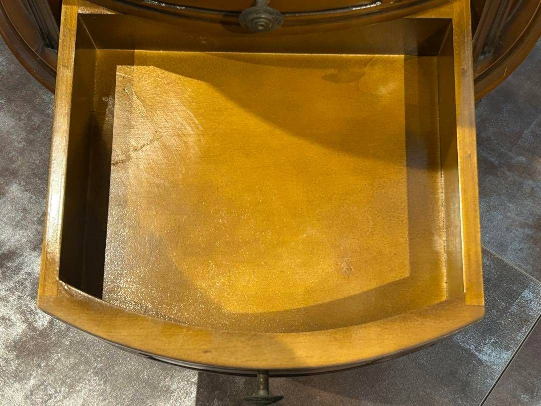 アンティーク2段チェストラウンドコンソールクラシック木彫猫脚GZ