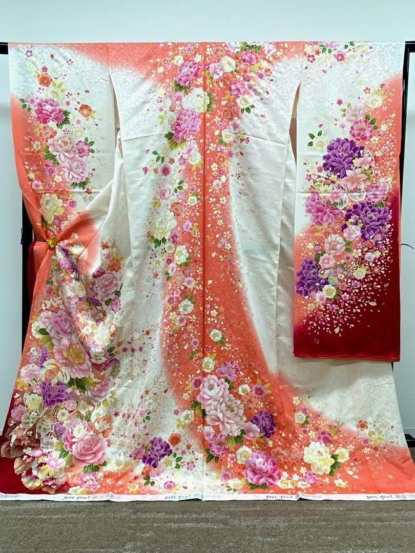 振袖 仮絵羽 舞台衣装 金彩 銀彩 銀通し ラメ刺繍正絹 未仕立て品 八掛 