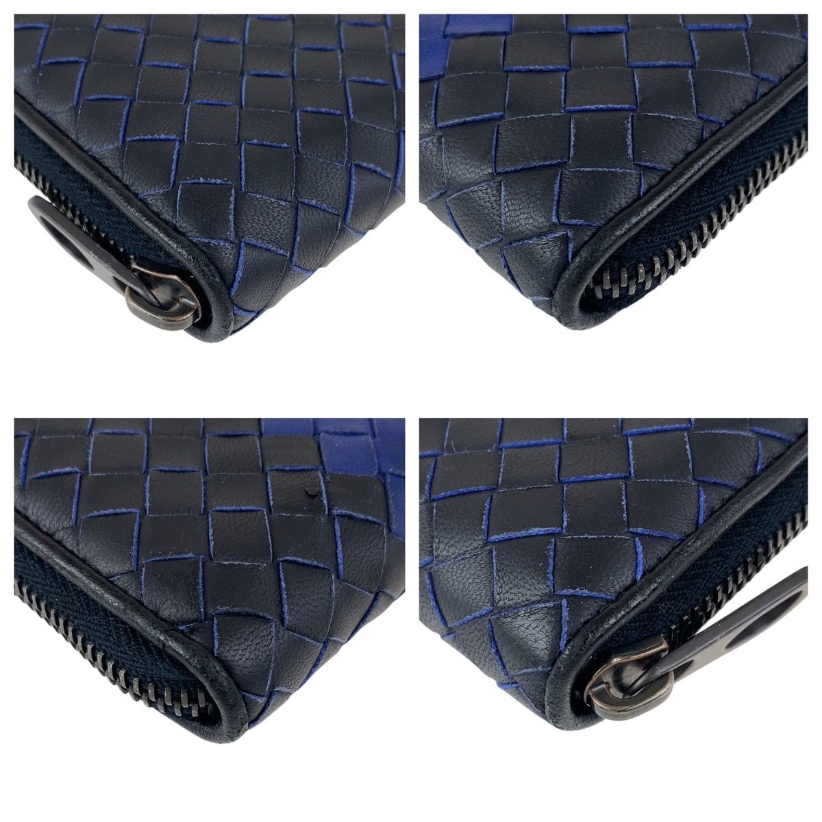 美品　ボッテガヴェネタ　長財布　イントレチャート　　レザー　ネイビー 美品 BOTTEGAVENETA ボッテガヴェネタ イントレチャート