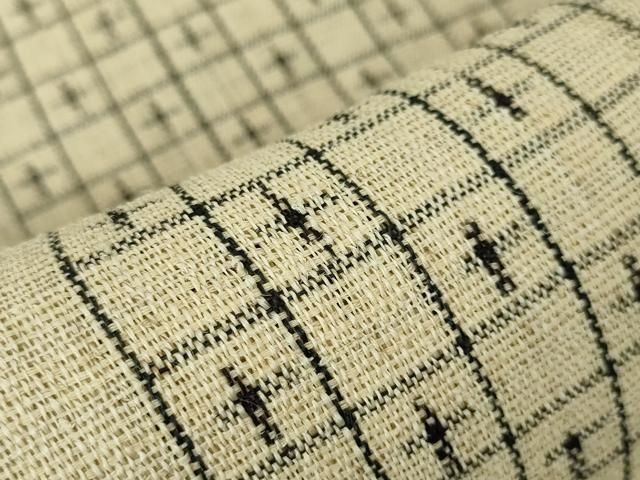 平和屋本店□最高級 夏物 重要無形文化財 越後上布 八寸名古屋帯 十字