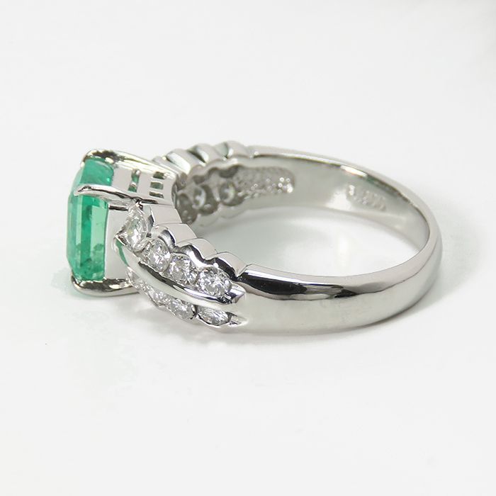 【鑑別書付き】Pt900天然エメラルドリング1.345ct 11号ダイヤモンド エメラルド 指輪 リング 2.13ct Pt900 5月 誕生石 天然石 限定1