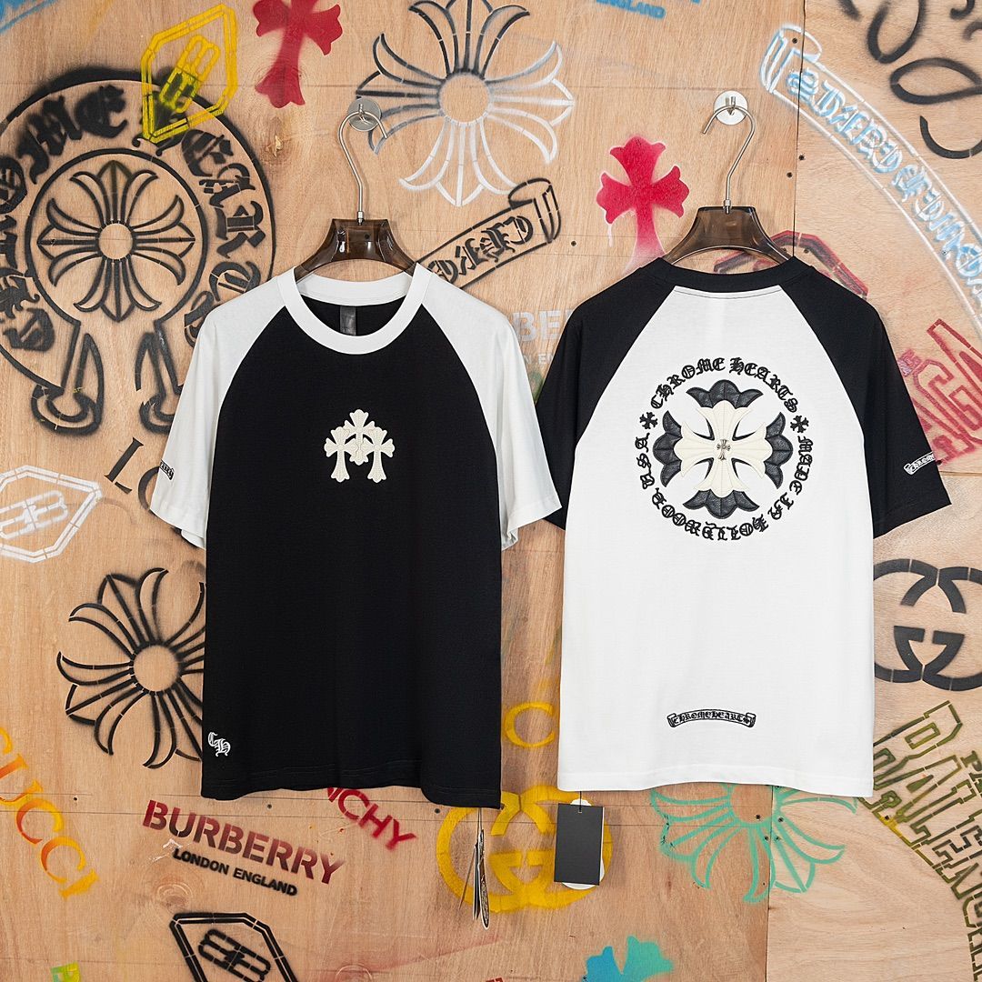 CHROME HEARTS レザーパッチクロス小鉄ロゴTシャツ