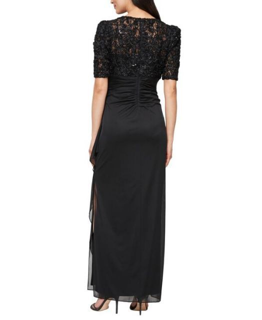 アレックスイブニングス レディース ワンピース トップス Women s Embellished Puff-Sleeve A-Line Dress BLACK