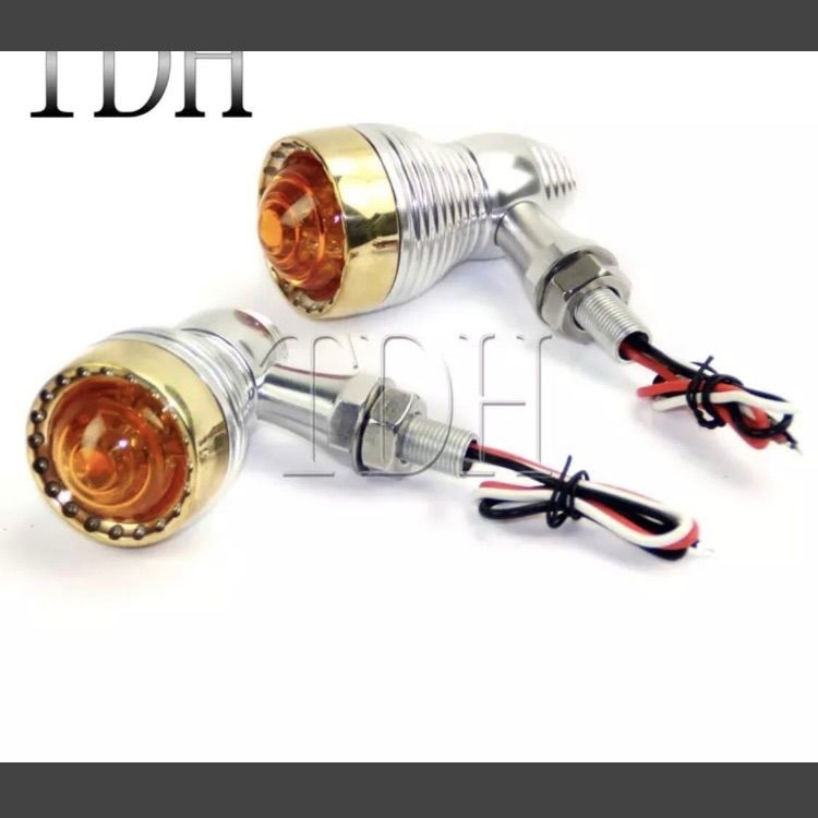 真鍮ウィンカー 4個セット ブラス LED ソフテイル スポーツスター ハーレー ショベル パンヘッド エボ バイク カスタム