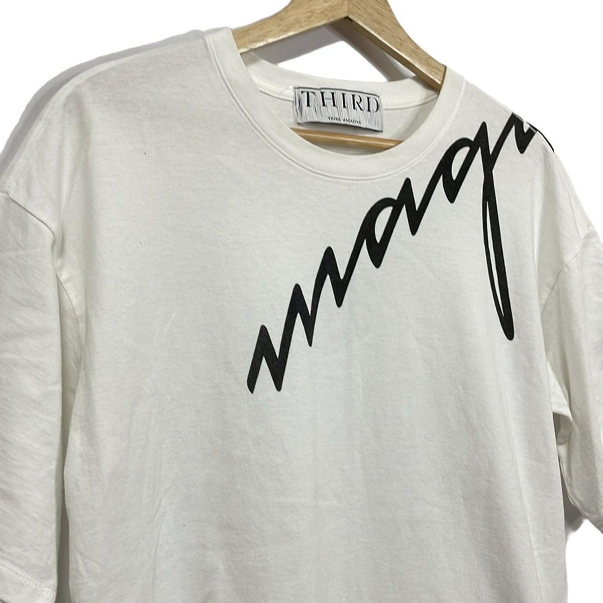  THIRD サードマガジン 半袖Tシャツ サイズ9 M レディース - 白×黒 半袖(Tシャツ) Tシャツ カットソー