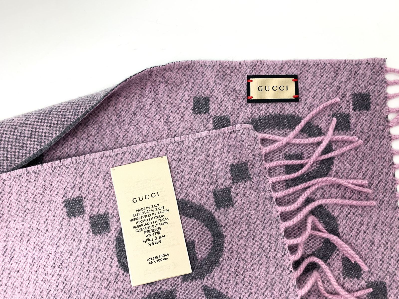 グッチ マフラー GGジャガード カシミヤ 674275 GUCCI スカーフ 