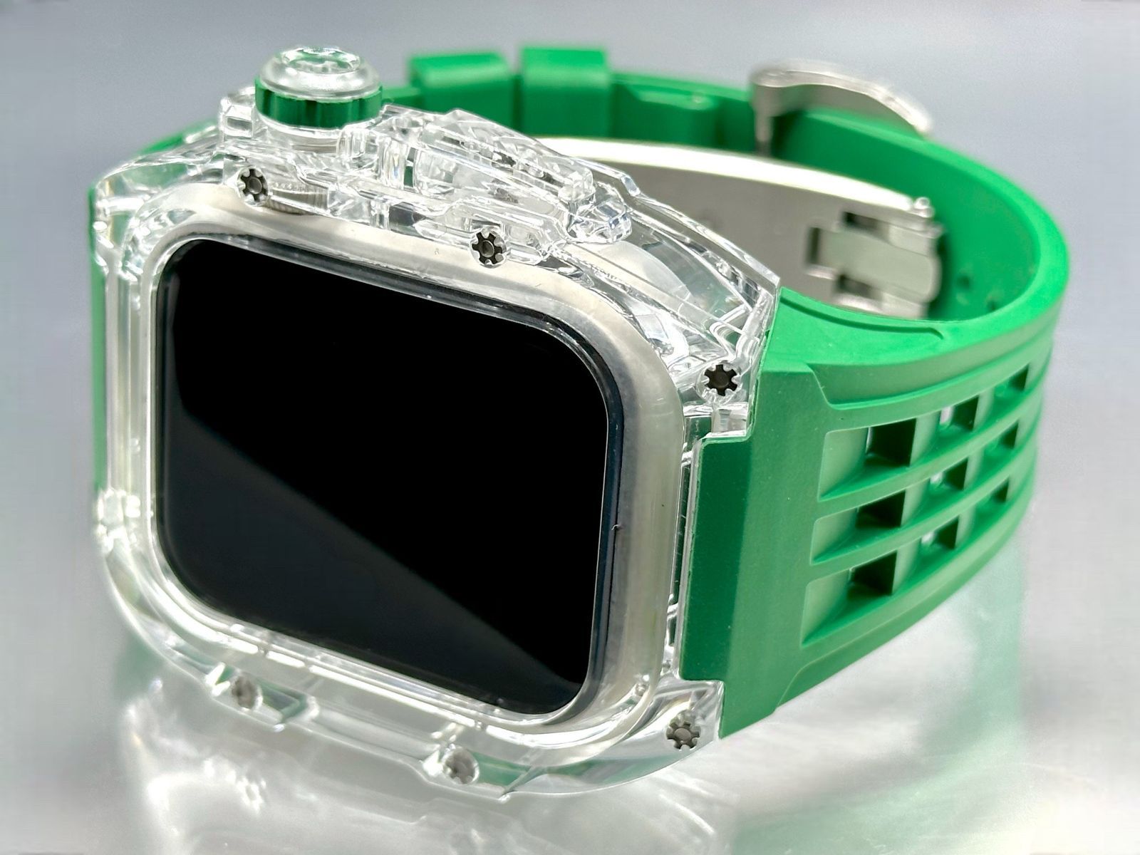 グリーン☆アップルウォッチバンド ラバーベルト カバー Apple Watch 