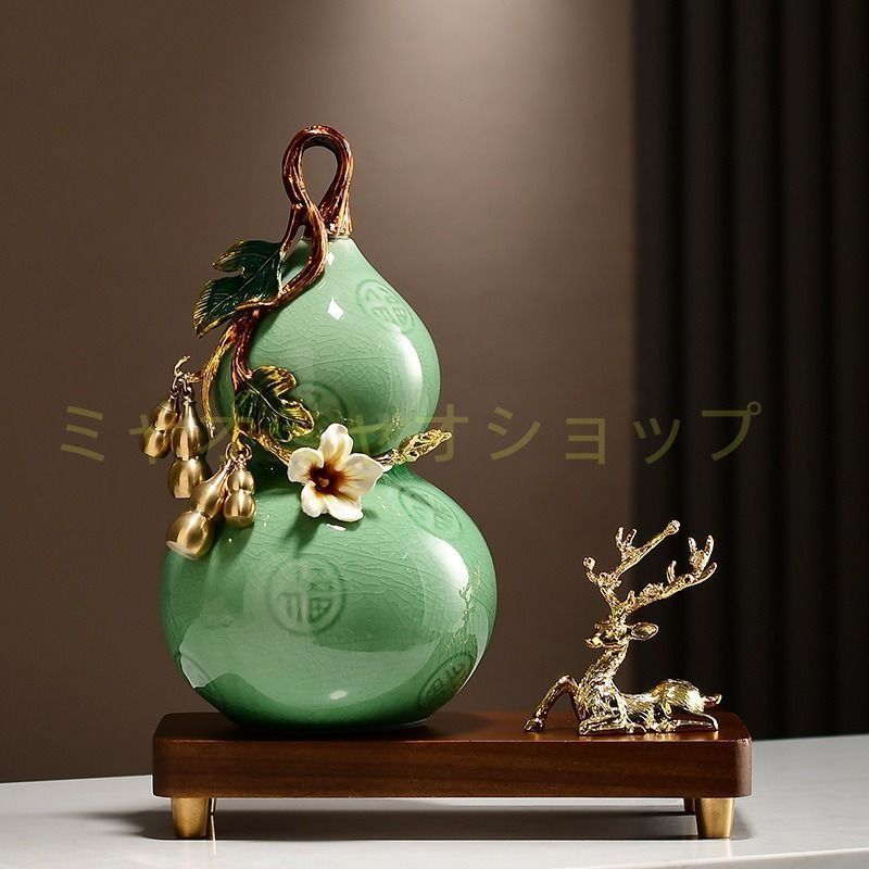 瓢箪 置物 オブジェ ひょうたん グリーン 緑 オレンジ 縁起物 財運 金運 運気 風水 開運 健康運 出世運 家庭運 家内安全 インテリア 玄関 リビング 贈り物