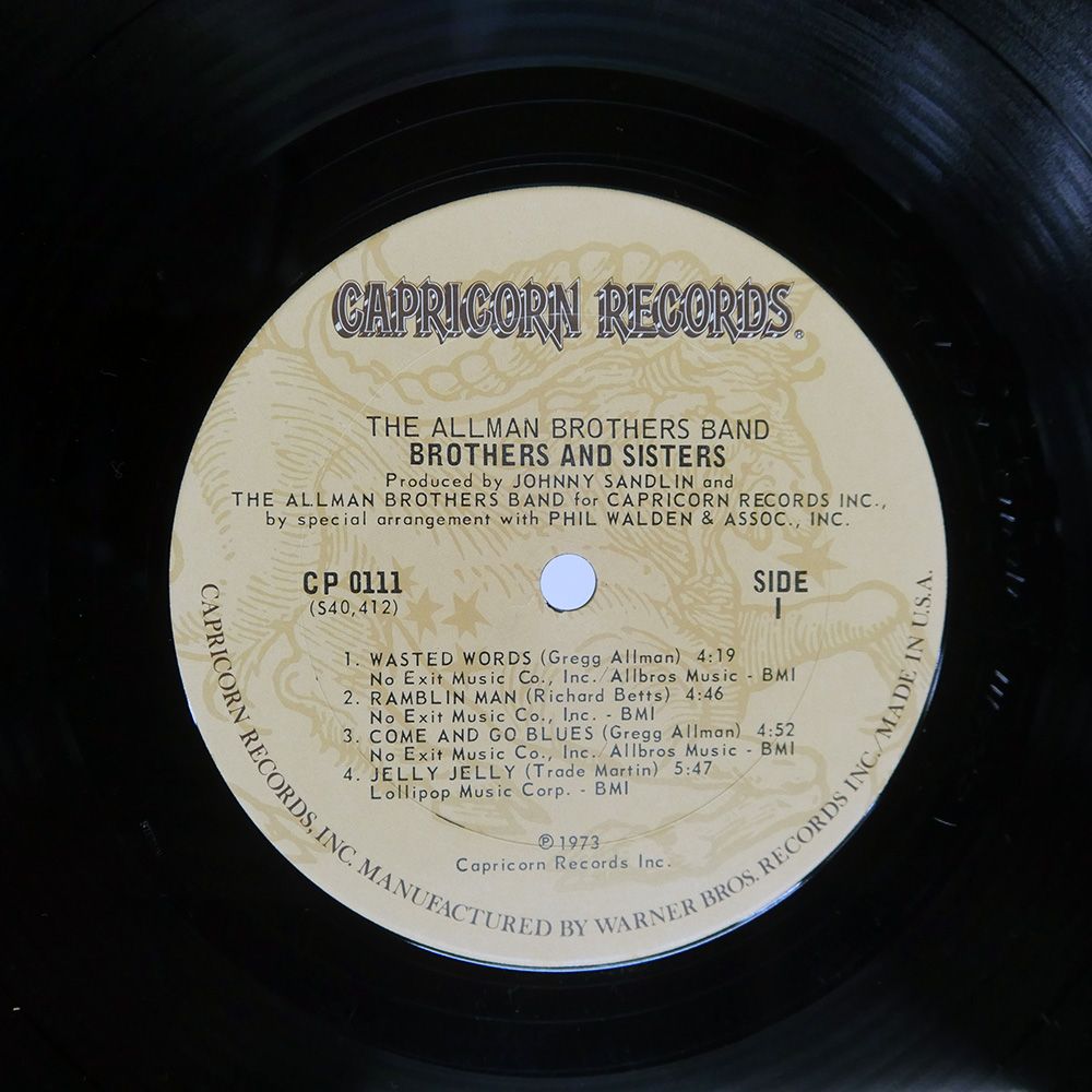 米 US盤 ALLMAN BROTHERS BAND/BROTHERS AND SISTERS/CAPRICORN