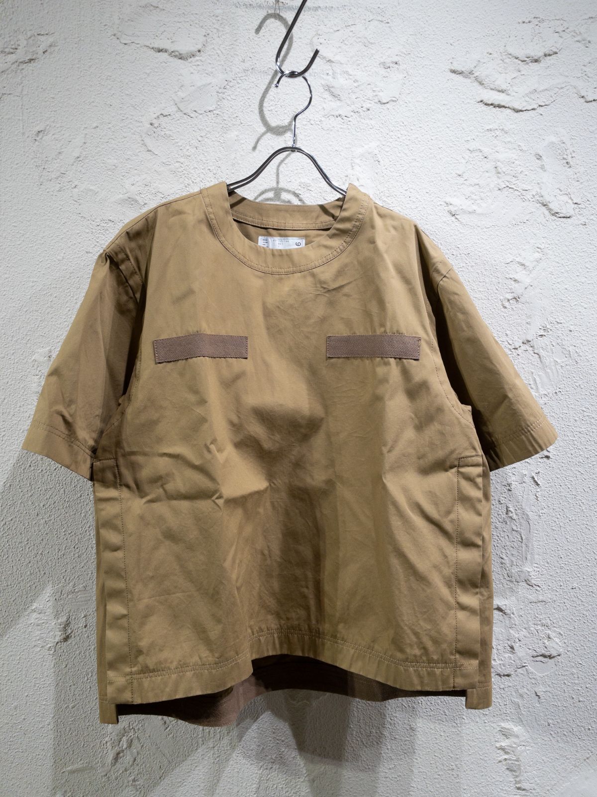 ダークブラウン 茶色 Sacai/20SS/プルオーバーミリタリーSSシャツ/1