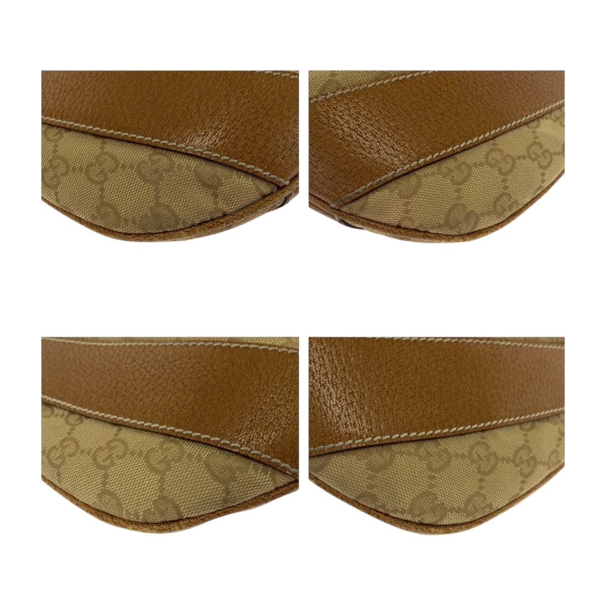 良品 GUCCI キャンバス カーフ レザ ハンドバッグキャメル シルバー金具 良品 GUCCI キャンバス カーフ レザ ハンドバッグキャメル